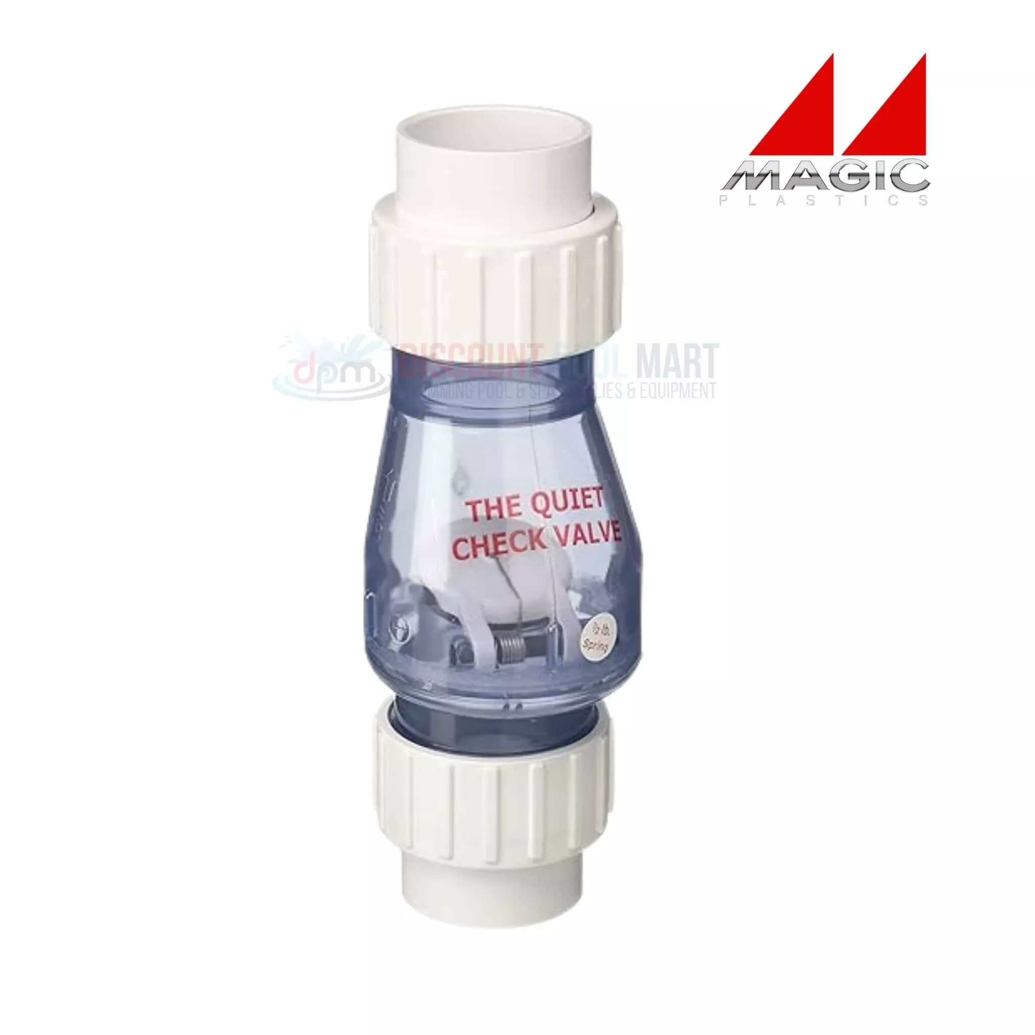 0823-10C | Magic Plastics 1″ Union Swing Spring Check Valve | Clear