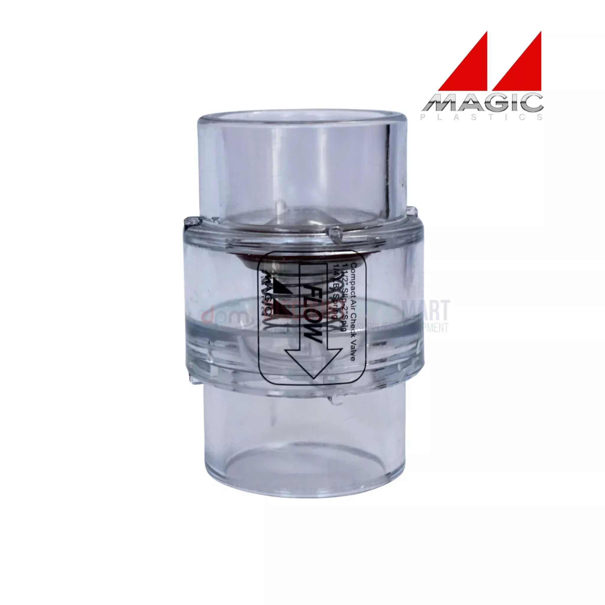 0830-15C | Magic Plastics 1.5″ Slip x 2″ Spigot Check Valve | Clear
