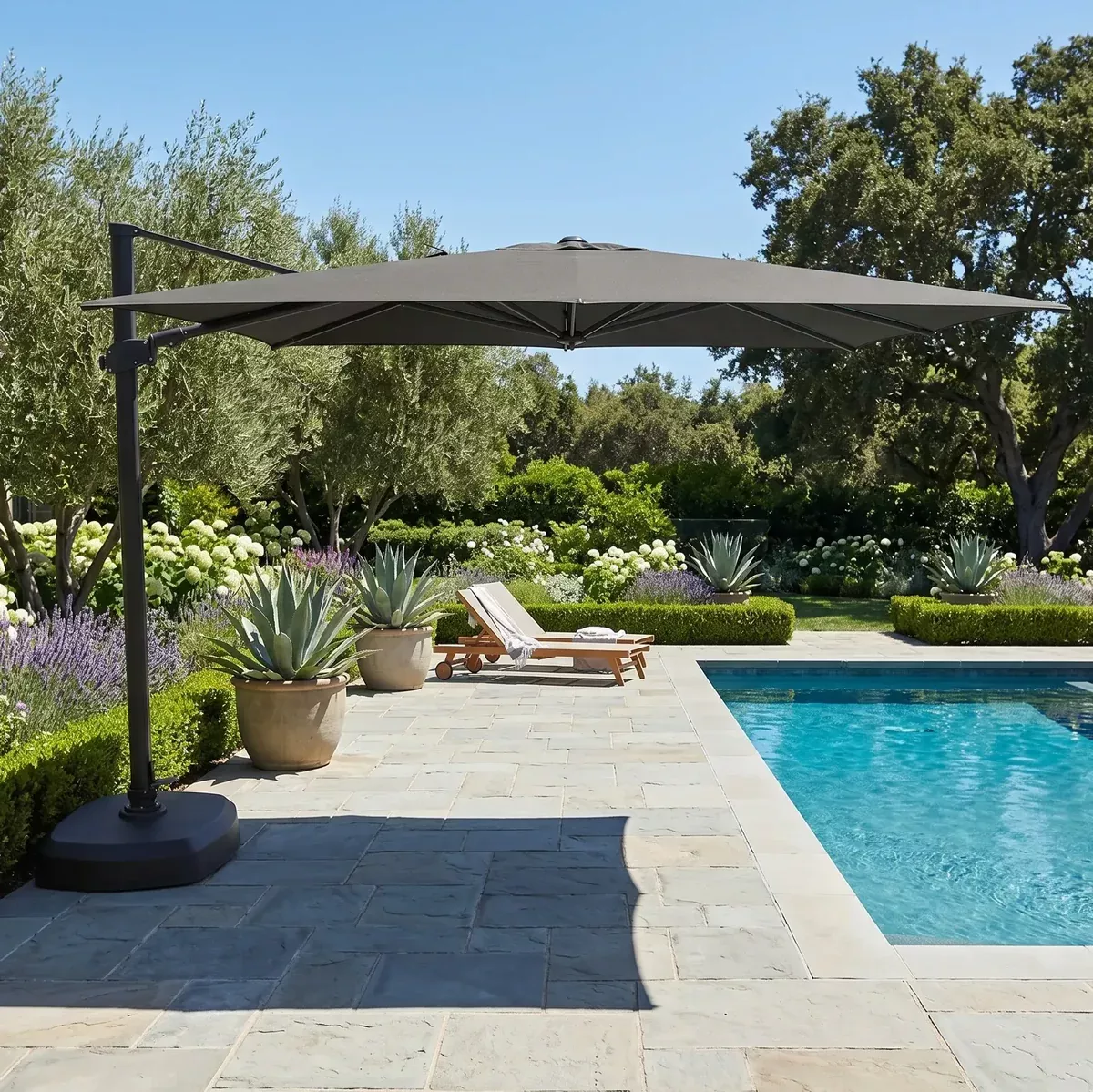 10' Classic Square AKZ Tilting Cantilever Umbrella - Charcoal