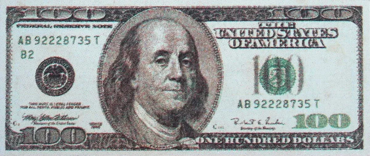 100 Dollar Bill Porcelain Swimming Pool Mosaic (6″ x 3″)