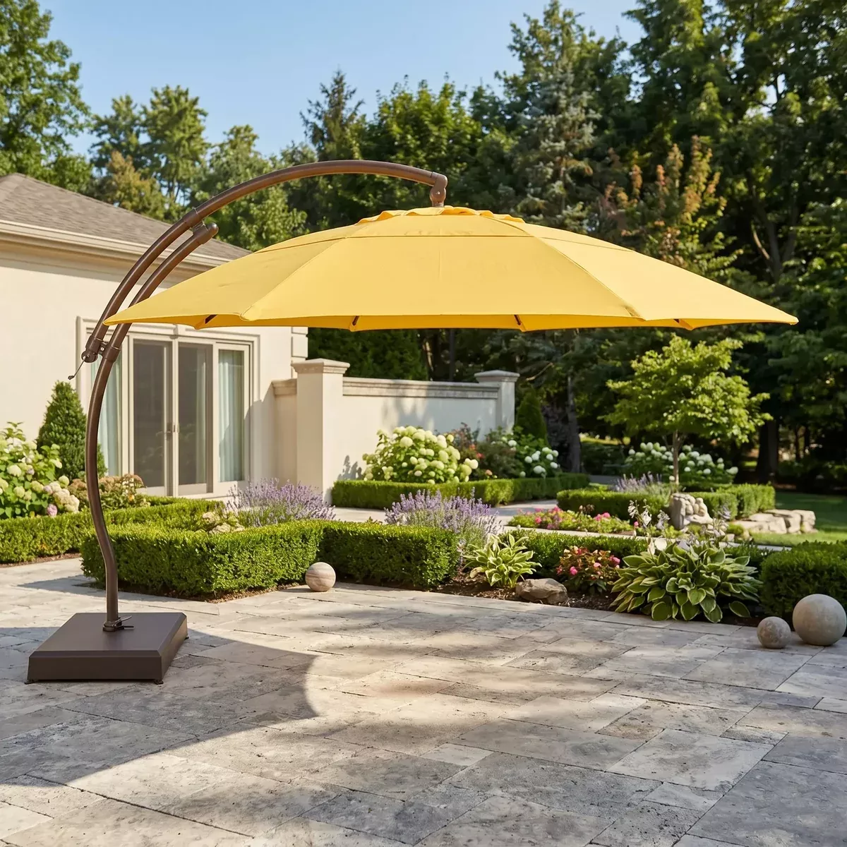 13' Deluxe Octagon Dome Tilting Cantilever Umbrella - Lemon