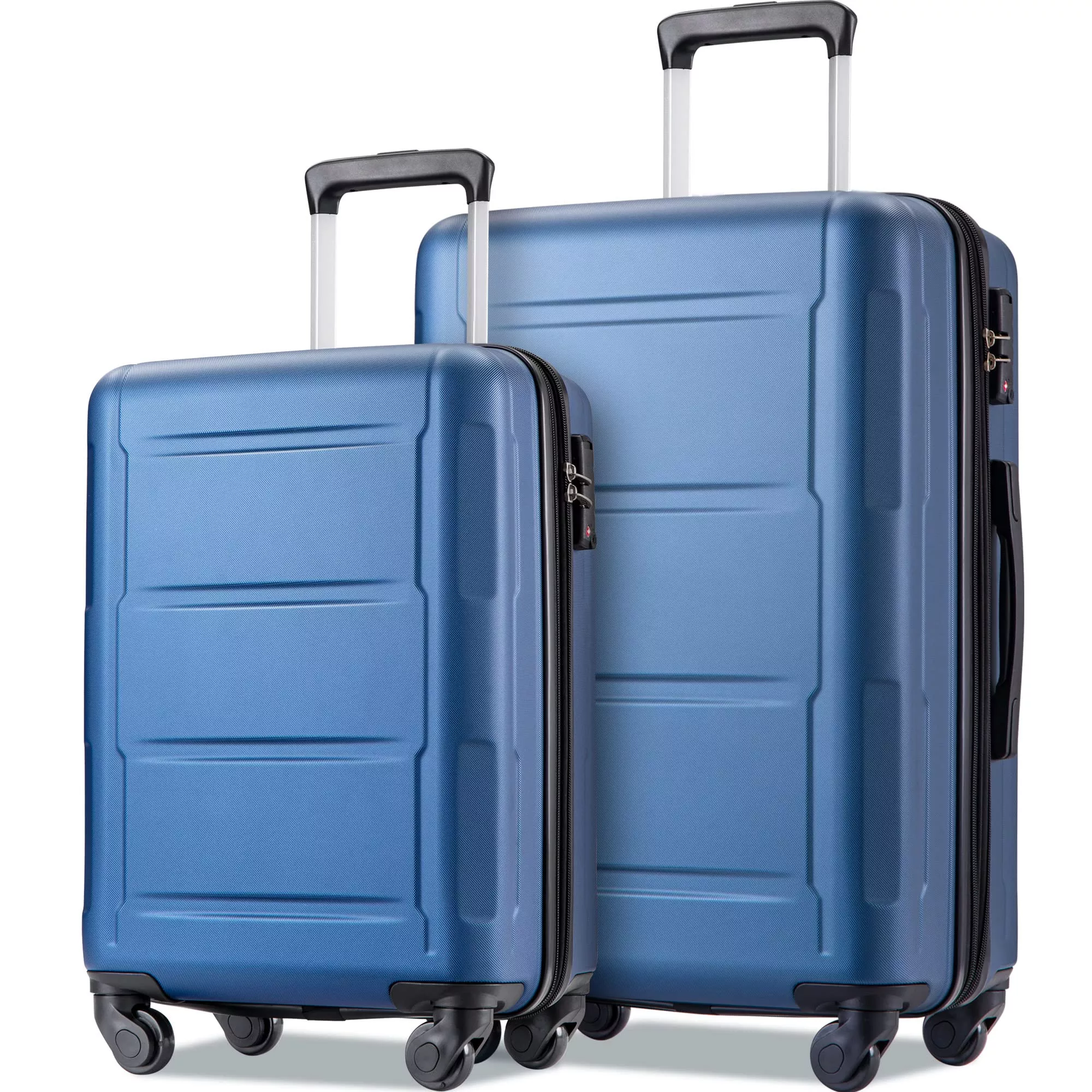 2 Piece Luggage Set Expandable ABS Lightweight Suitcase With TSA Lock 360 Degree Spinner Wheels For Men Women 20″/28″ Blue