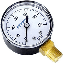 2" Pressure Gauge, 1/4", 0-60 PSI, Bottom Mount