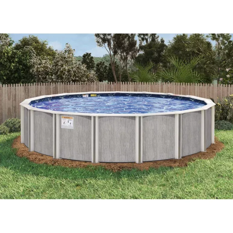 33′ Round Above-Ground Pool with 52″ Resin Wall & Step | River Bend | 40-Year Warranty