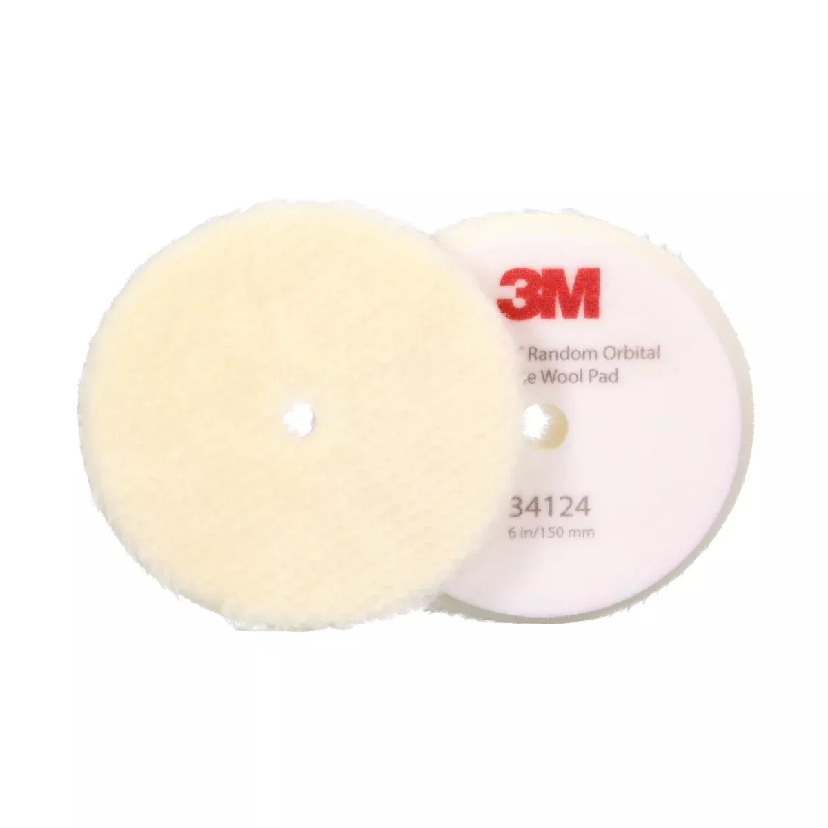 3M Perfect-It Random Orbital Coarse Wool Compounding Pad, 6″/150 mm, White, 34124, Orbital Pads for Automotive Compounding and Polishing