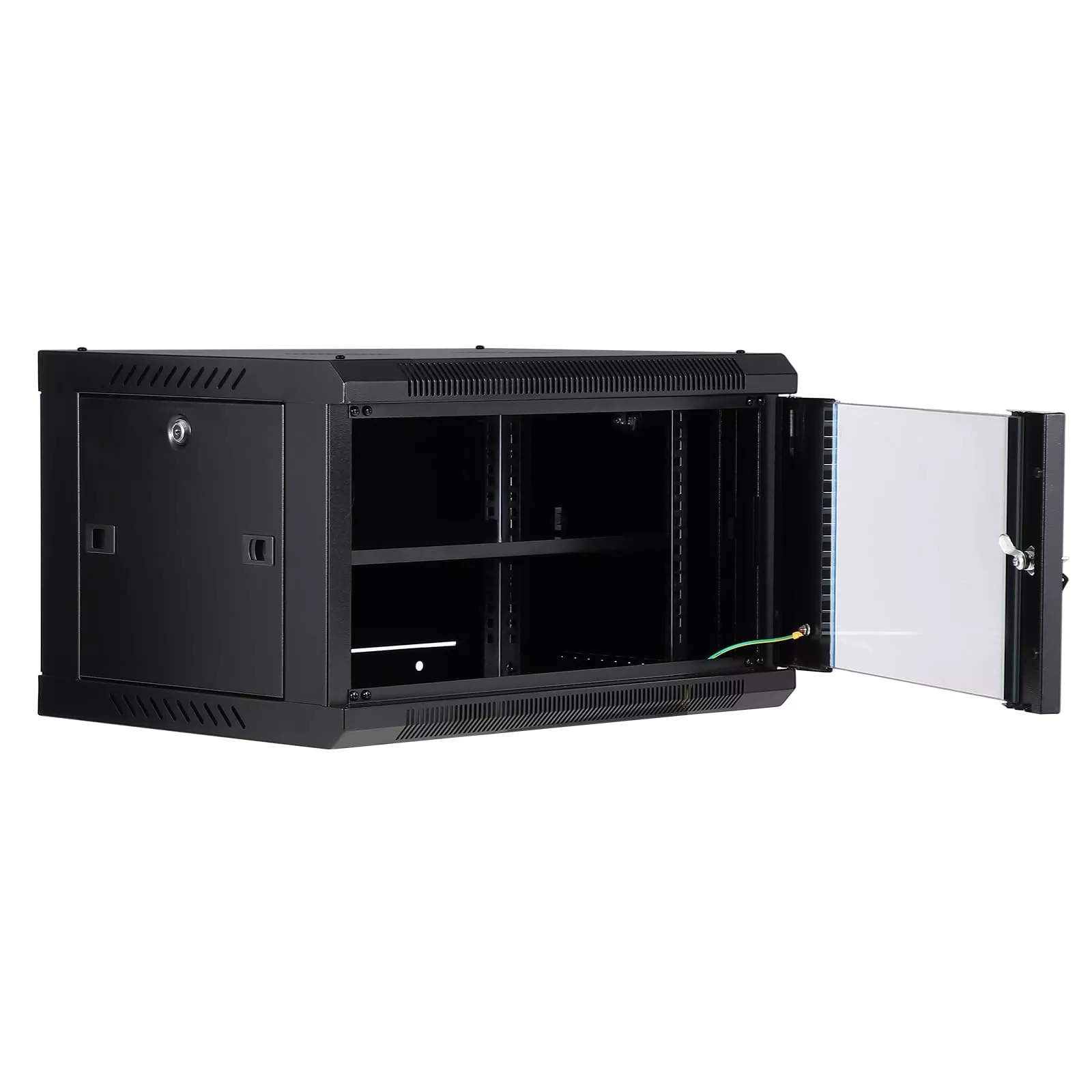 6U Wall Mount Network Cabinet – 17.7 in Deep Server Rack Enclosure with Locking Glass Door & Removable Side Panels, IT/AV Equipment Rack for Secure Data and Audio-Visual Installations