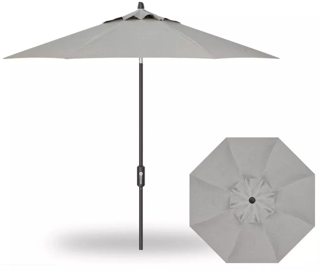 9′ Flex Auto Tilt Market Black Frame Silver Linen Umbrella Thin Pole