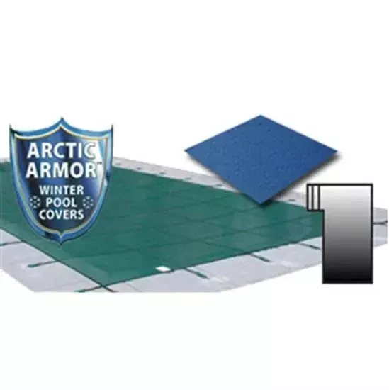 Arctic Armor 15′ x 30′ Ultra Light Solid Safety Cover w- 4′ x 8′ Left Step Section – Blue