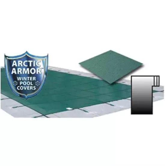 Arctic Armor 20′ x 40′ Ultra Light Solid Safety Cover w- 4′ x 8′ Left Step Section – Green