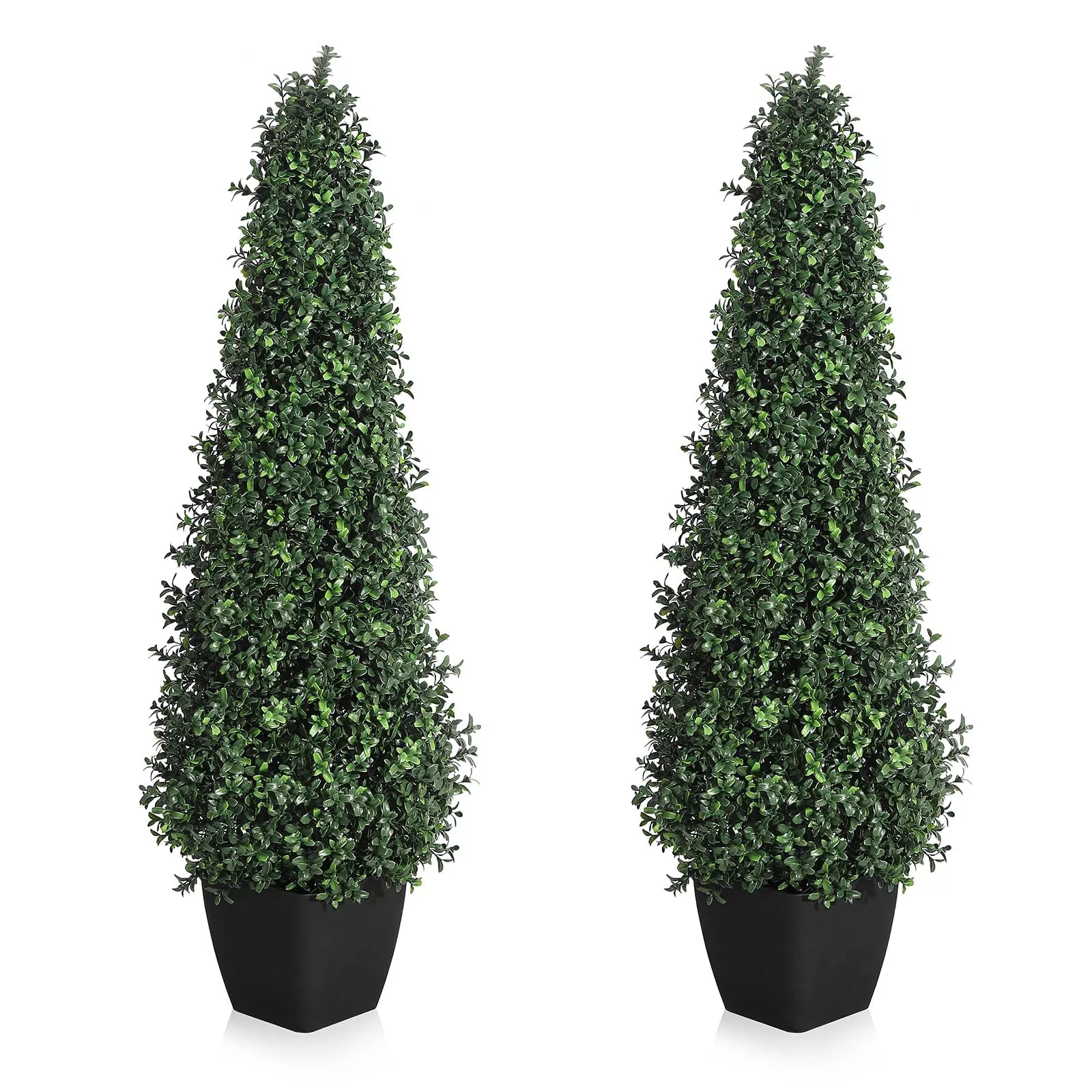 Artificial Cedar Topiary Trees 3ft Fake Cypress Trees Potted Faux Evergreen Plants for Indoor Outdoor Garden, Green