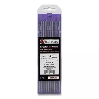 Best Welds E3 Tungsten Electrode, 3/32 in x 7 in, 10 PK