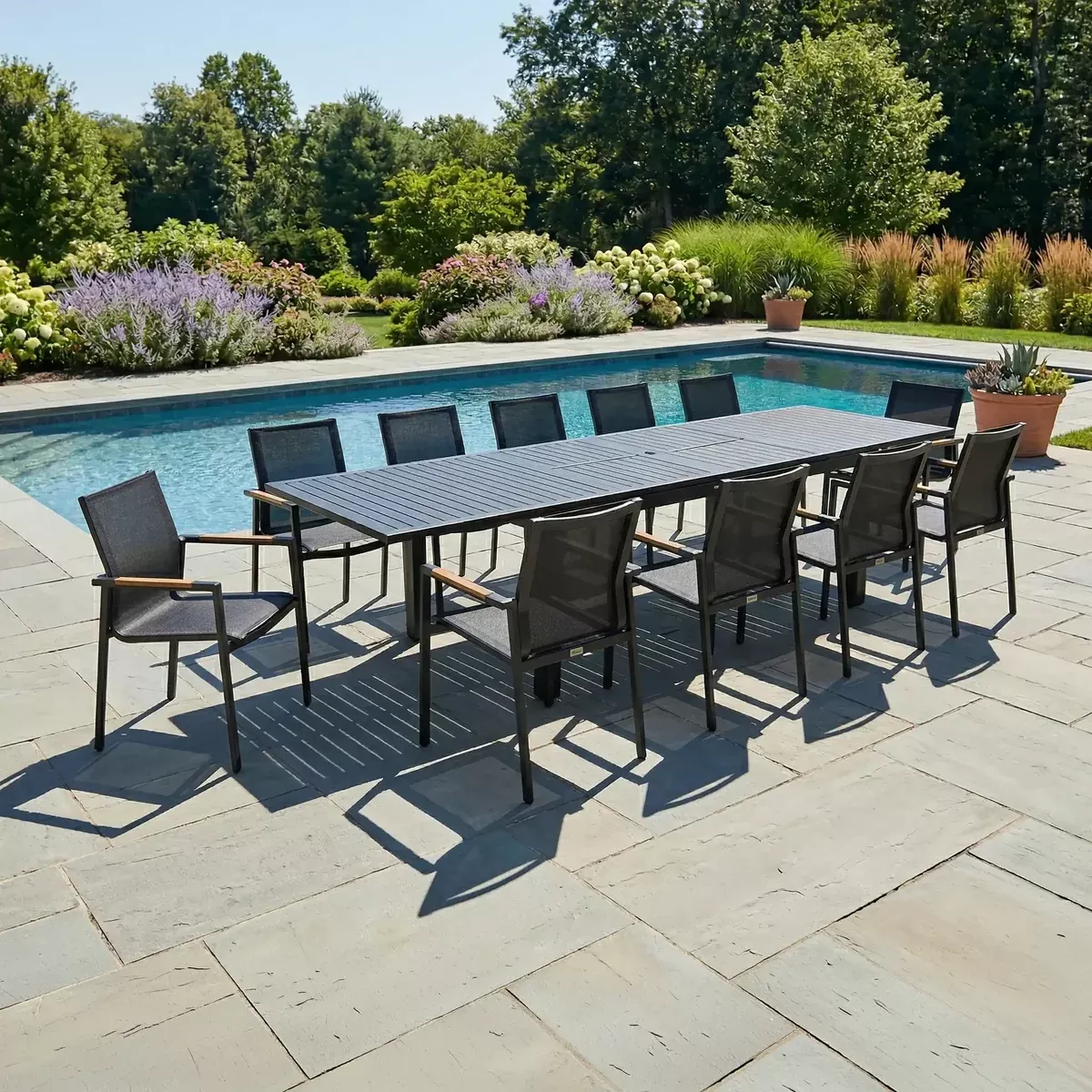 Capri 13 Piece Black Sling Dining Group