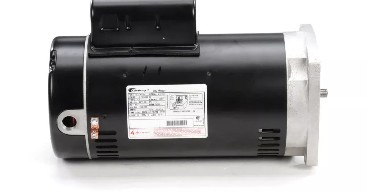 Century Pool Pump Motor, Square Flange, 3HP 230V 56Y | SQ1302V1