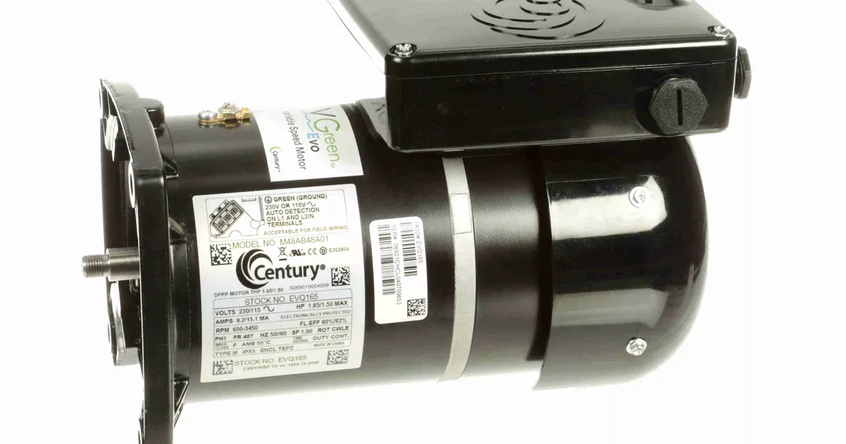 Century VGreen Evo VS Motor 1.65HP 1 Phase 50Hz 230/115V 48Y Frame | EVQ165
