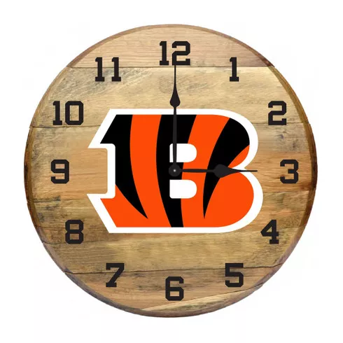 Cincinnati Bengals 21" Oak Barrel Clock