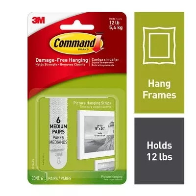 Command™ Medium Picture Hanging Strips 17204ES, 6 Pairs