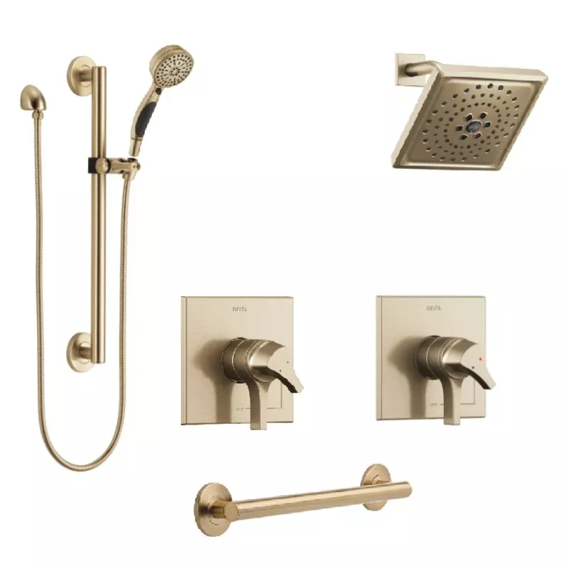 Custom Delta Zura Champagne Bronze Shower System with Separate Controls for Hand Shower and Showerhead Custom388CZ