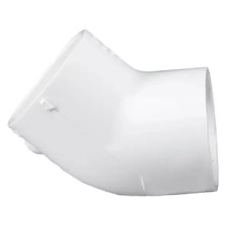 Elbow, 6" Slip White PVC Schedule 40 45 Degree