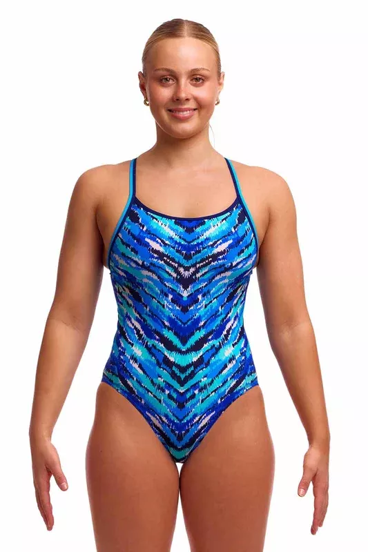 Funkita Ladies Fur Seal Diamond Back One Piece Swimsuit – Blue