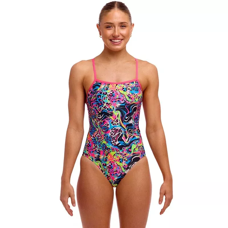 Funkita – Lolly Leopard – Ladies Eco Single Strap One Piece