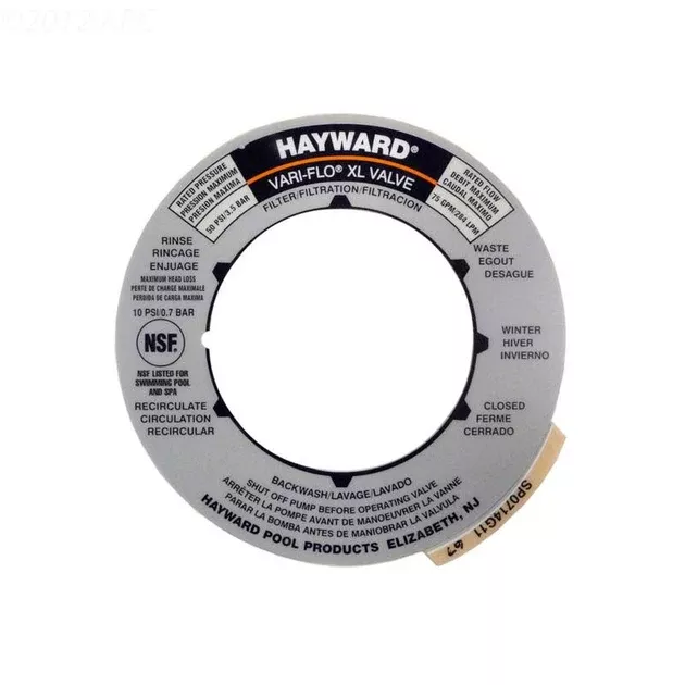 Hayward Multi-Language Label EN/FR/SP for VariFlo XL Control Valve SP0714T | SPX0714G