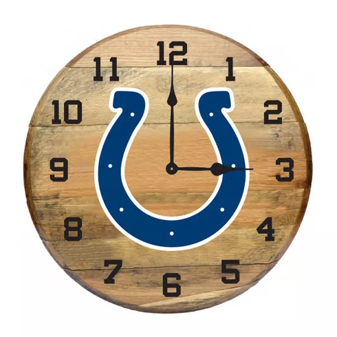 Indianapolis Colts 21" Oak Barrel Clock