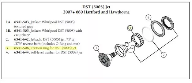 Jacuzzi Friction Ring for DST (500S) Jet 6541-506