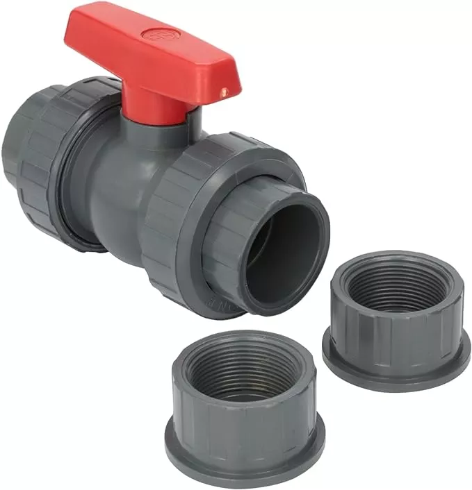 Jandy Heavy Duty HD Ball Valve, Double Union, 1.5″ PVC, Gray