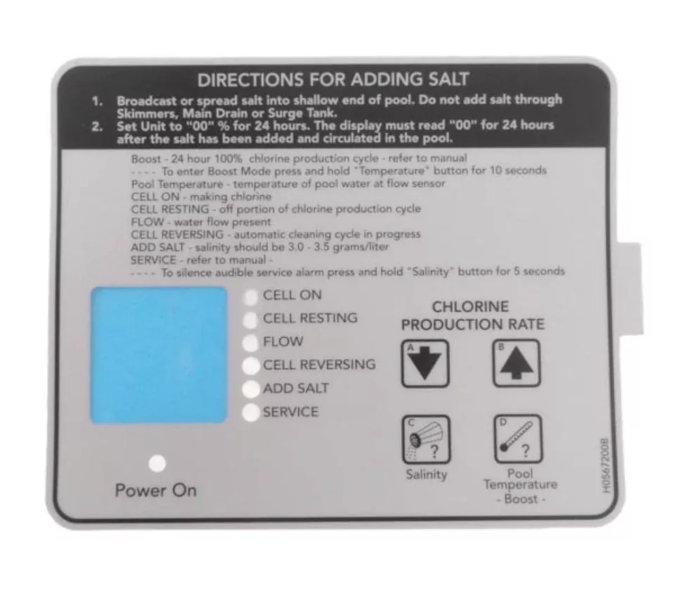Jandy R0404400 AquaPure Sanitizer Bottom Control Box Decal