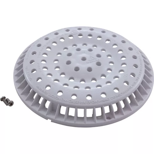 Main Drain Grate Waterway Anti Vortex 8" Round White 642-2150V