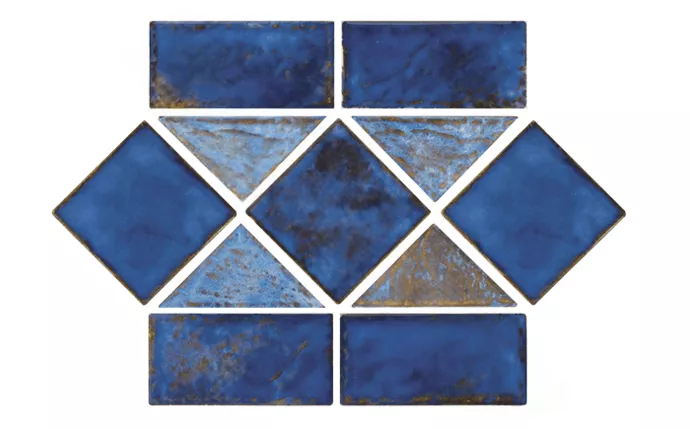 NPT Martinique Tile Royal Blue Border MAR35