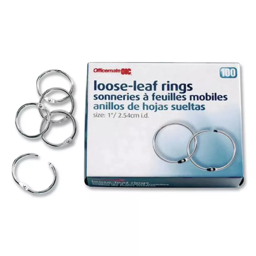 Officemate 1″ Loose-Leaf Book Rings – Box of 100