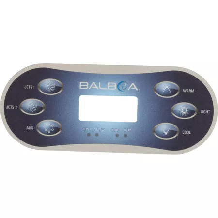 Overlay, Balboa BP Series, TP600, 6 Button, P1, P2, Aux, Temp, Lt : 12762