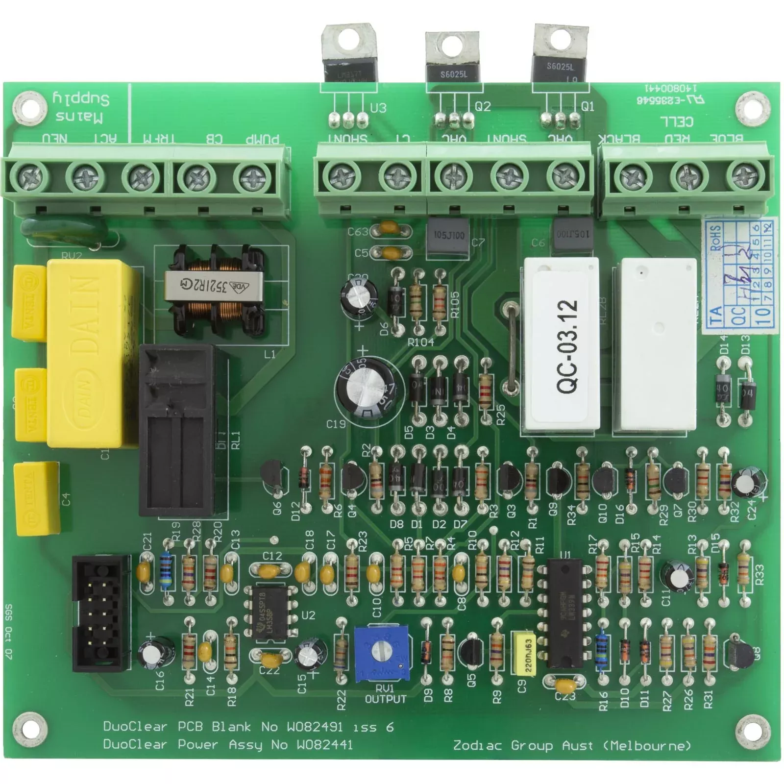 PCB Assembly Zodiac DuoClear Control W082441