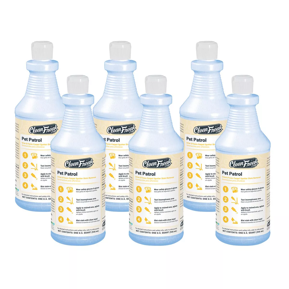 ‘Pet Patrol’ Urine & Feces Carpet Spotter Stain Remover (32 oz Flip Top Bottles) – Case of 6