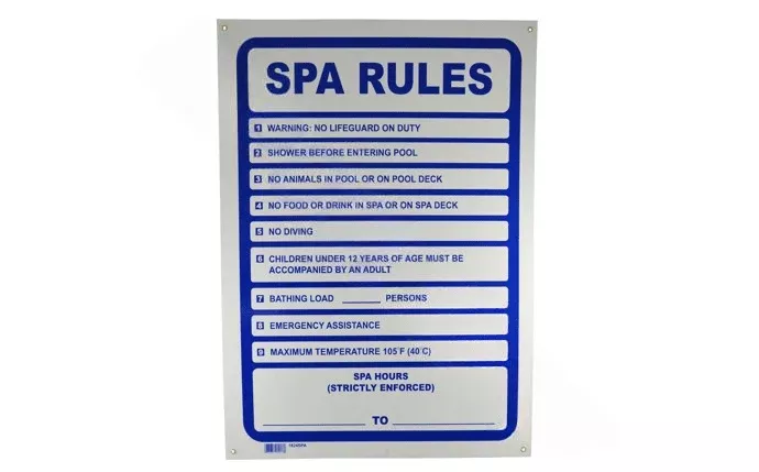 PoolStyle 1824SPA 18″ x 24″ Vertical SPA RULES Sign