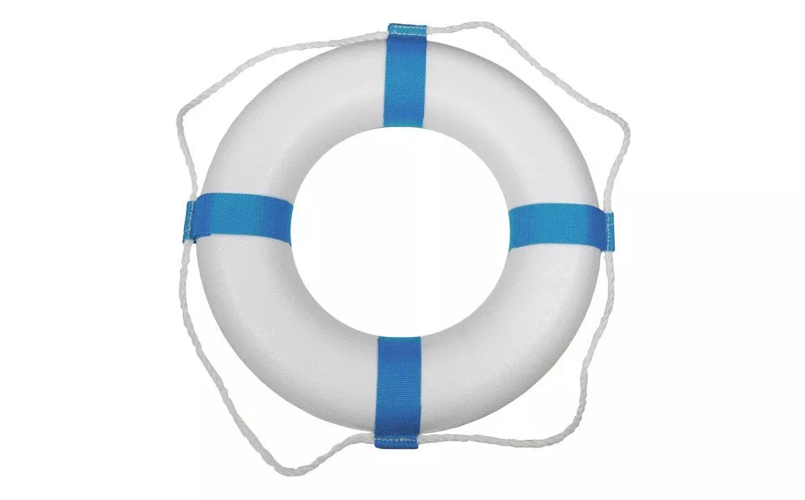 PoolStyle 372 20" White/Blue Decorative Ring Buoy