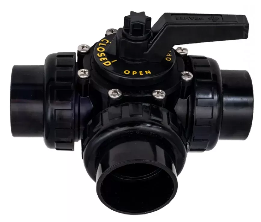 Praher Plastics 2" x 2-1/2" Socket 50 psi CPVC 3-Way Unionized Diverter Valve | VLPUV3P020S