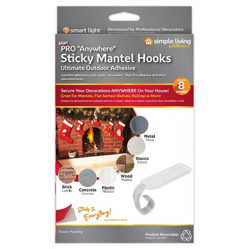 Pro “Anywhere” Mantel Hook Sticky Clip (8-Pack)