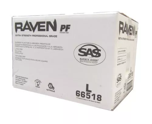 Raven SAS Safety 66518 6 mil Black Nitrile Disposable Gloves 7 Mil – Large – 10 Pack(10 boxes of 100 each)