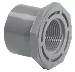 Reducing Bushing, 1-1/2 x 3/4" Spigot x FIPT Gray PVC Schedule 80 Flush Style