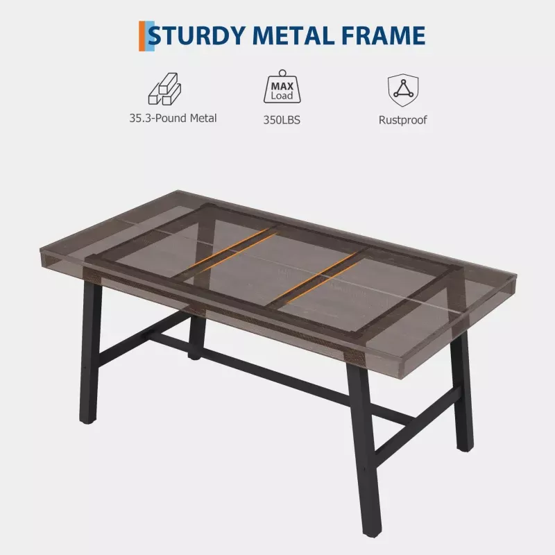 Space-Saving Industrial Dining TableSturdy Metal Frame & Rustic Birch WoodRectangular Table for 2-4Heavy Duty, Ideal for Apartment or Home Office, Cuba Birch 1400