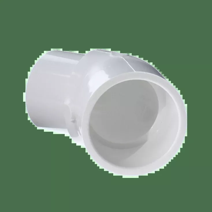 Street Elbow, 1-1/2" Spigot x Socket White PVC Schedule 40 45 Degree Standard