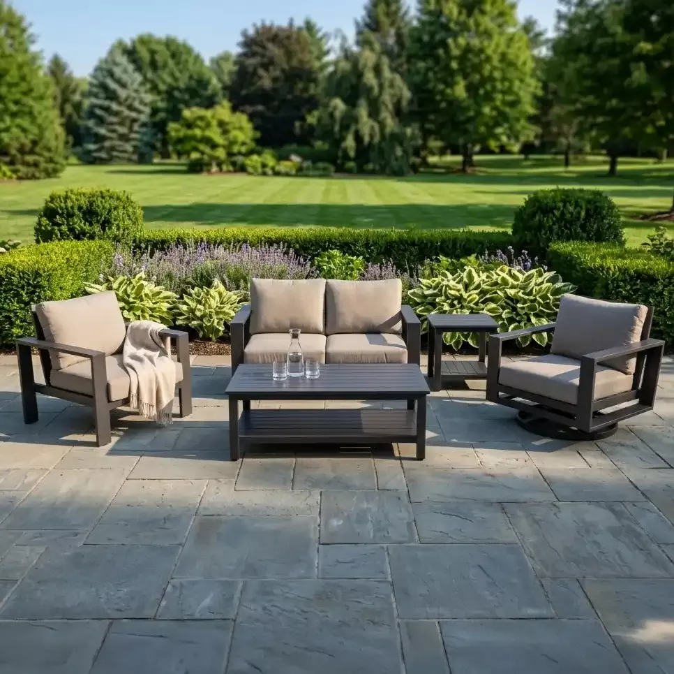 Sutton Grey 5 Piece Loveseat Group - Dove