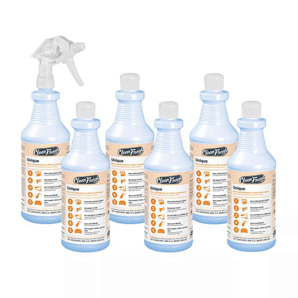 ‘Unique’ Citrus Liquid Deodorizer & Odor Counteractant (32 oz Bottles) – Case of 6