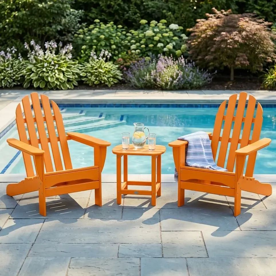 Vineyard 3 Piece Adirondack Set W/ 18" South Beach Side Table