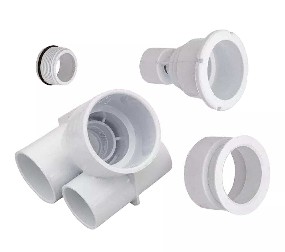 Waterway 229-1110 Poly Storm Gunite Thread-In Jet Tee Assembly, White