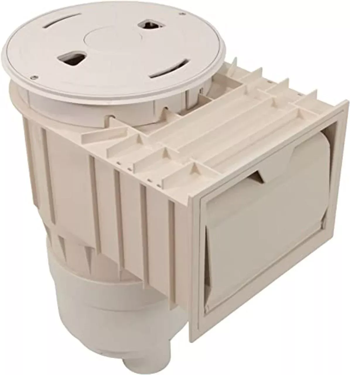 Waterway 540-6619-BEI Renegade Gunite Skimmer, 2-Port, Round Lid, with Float Valve, Beige