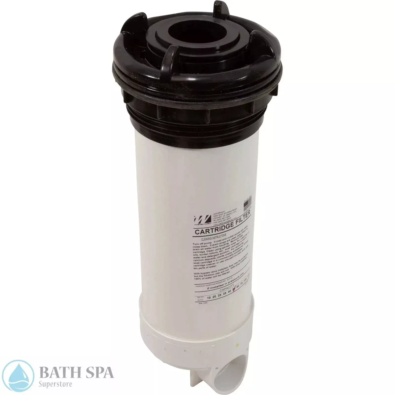 Waterway Dyna-Flo Plus Skim Filter [Top Mount] [Low Profile] [Black] [2″] [50 Sq. Ft.] [15 GPM] (510-6551)
