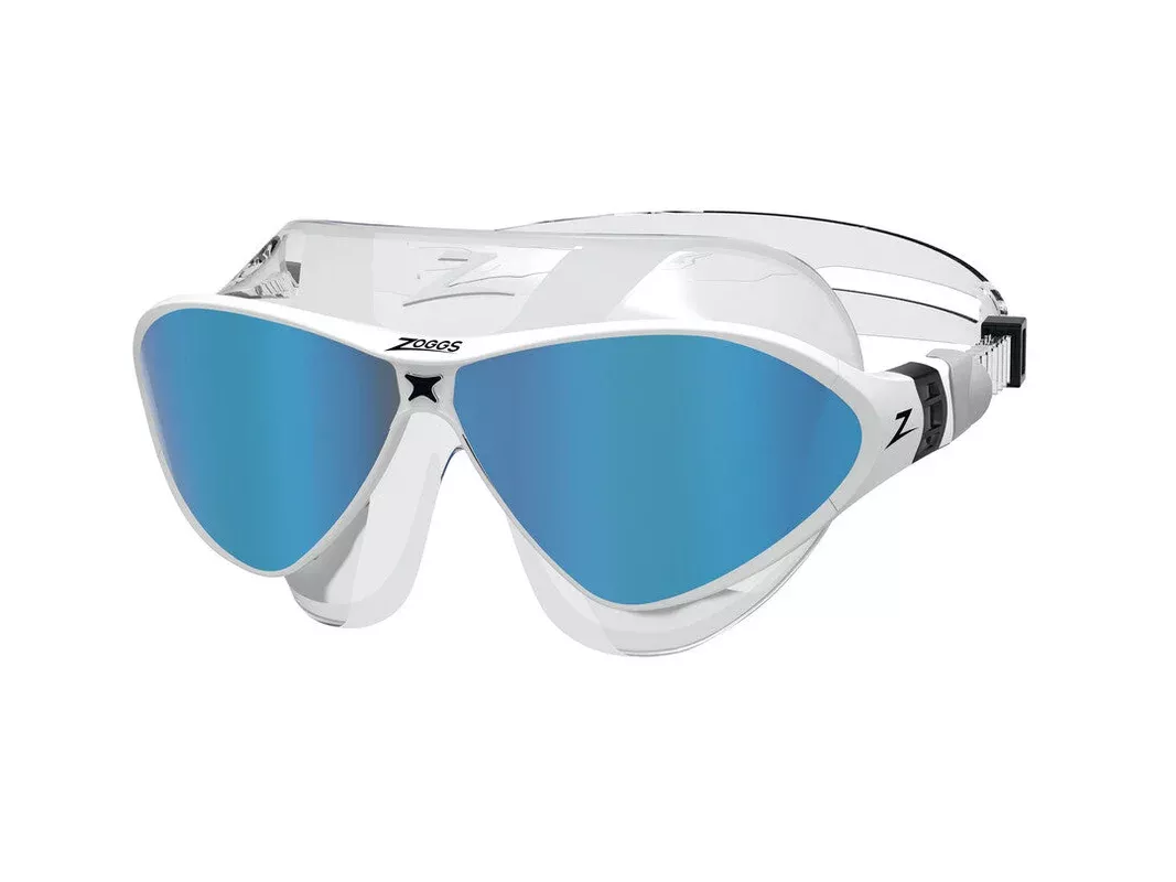 Zoggs Horizon Flex Titanium Mask – Clear/White/Mirrored Blue